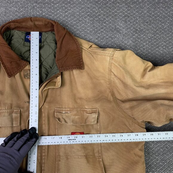 Vintage 90s Dickies Jacket Mens 2XL Tan Detroit Style Workwear Chore Distressed - Picture 5 of 14
